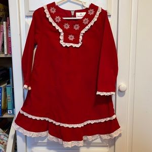 Hanna Andersson Corduroy Red Dress Snow Flake 100